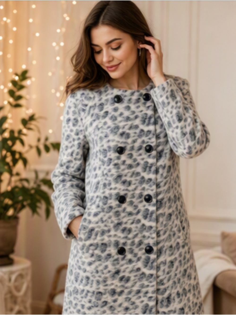 🌷CLEMENTS Ribeiro🌷Leopard Print Wool Coat - Picture 6 of 15